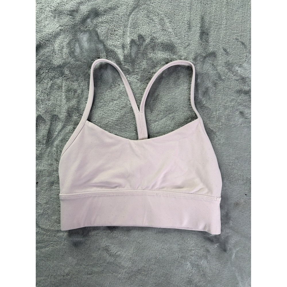 Lululemon Flow Y Bra Sz 0 XXS Longline Light Pink Racerback Sports Bra
